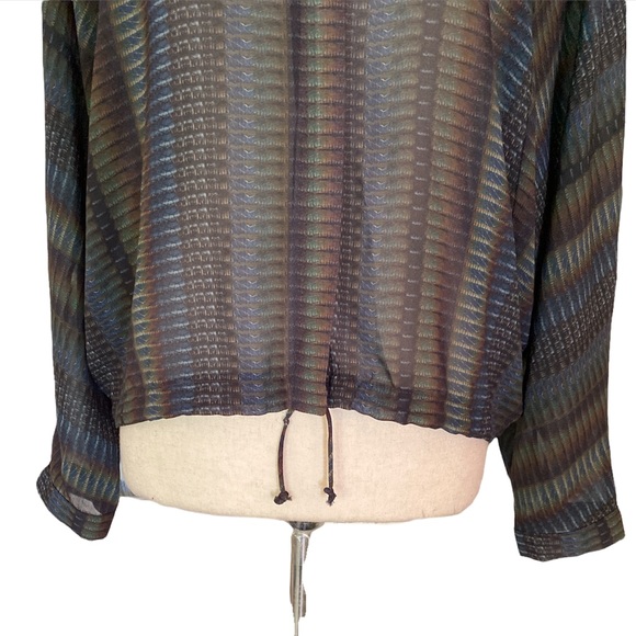 Lola & Sophie Drawstring Tie Front Dolman Sleeve Blouse - M - Picture 3 of 12